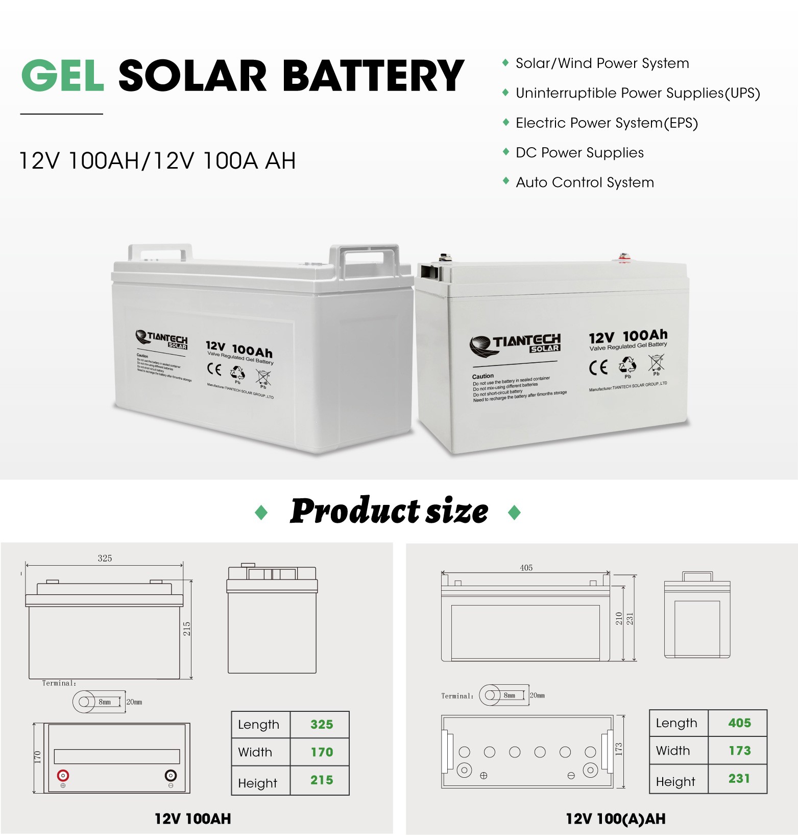 100Ah strong temperature adaptability battery