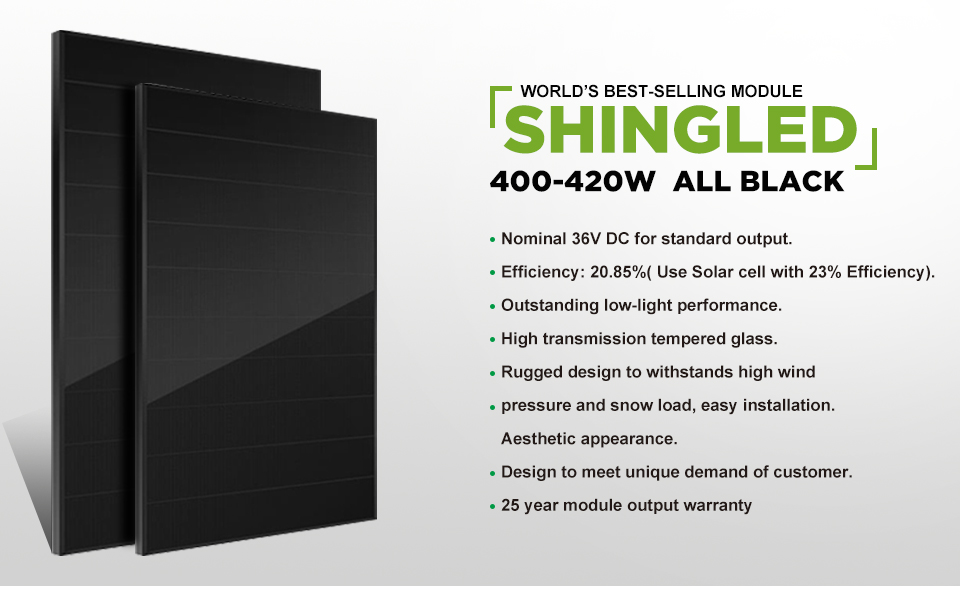 410W Silver/Black Frame Shingled Panel